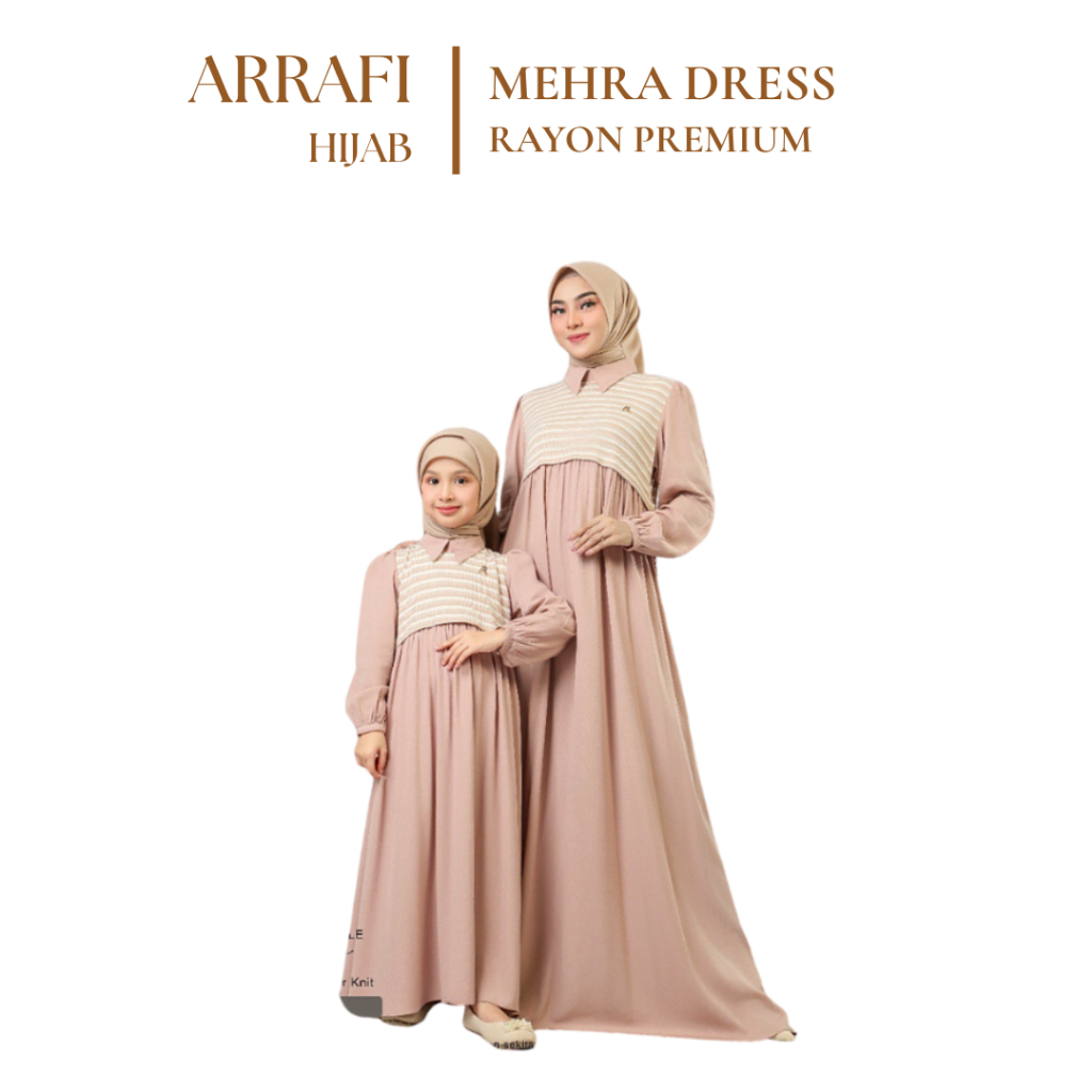 Mehra Couple Dress ORI by Arrafi Official Gamis Terbaru Busui Friendly Jumbo S - XXXL Gamis Rayon Pr
