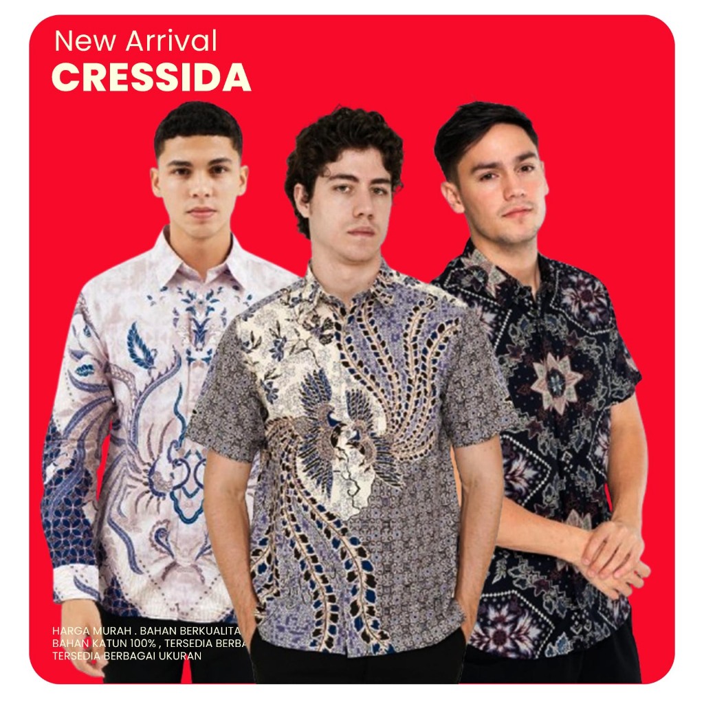 Kemeja Batik Pria Lengan Pendek Cressida Original / Kemeja Lengan Panjang Pria / Batik Modern