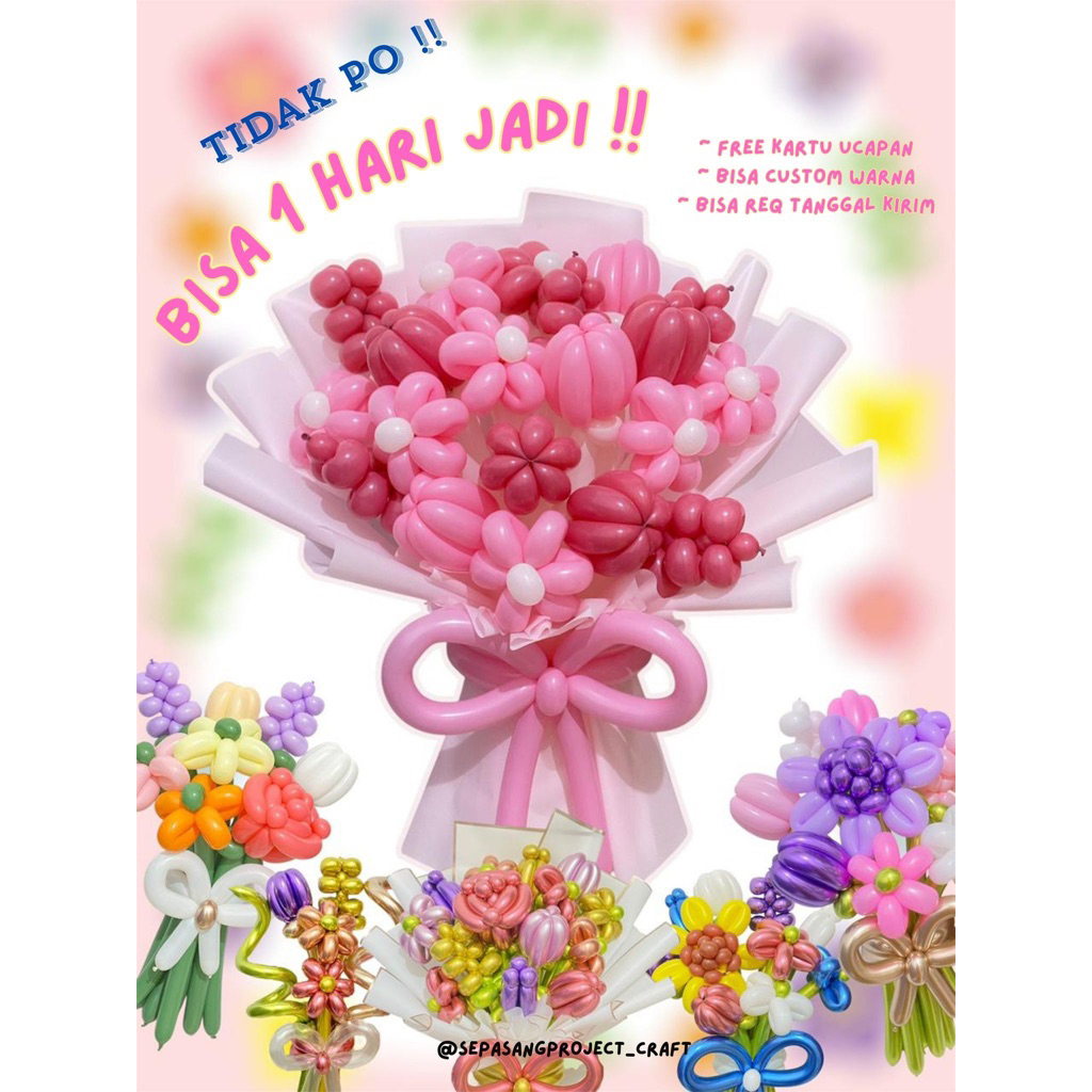 Buket Balon Custom | Buket balon wisuda ulang tahun