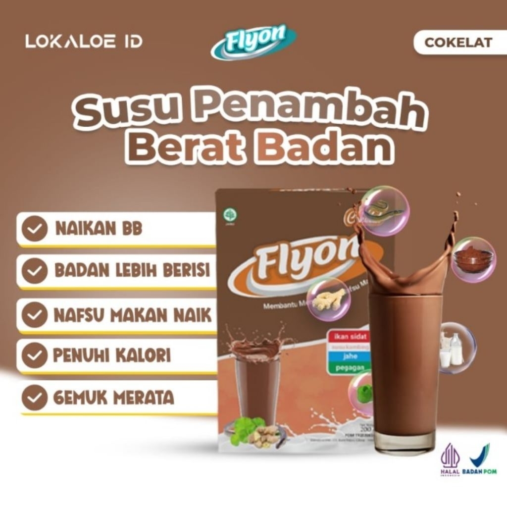 

Susu Flyon Coklat Penambah nafsu makan Susu penggemuk badan full nutrisi BPOM Original