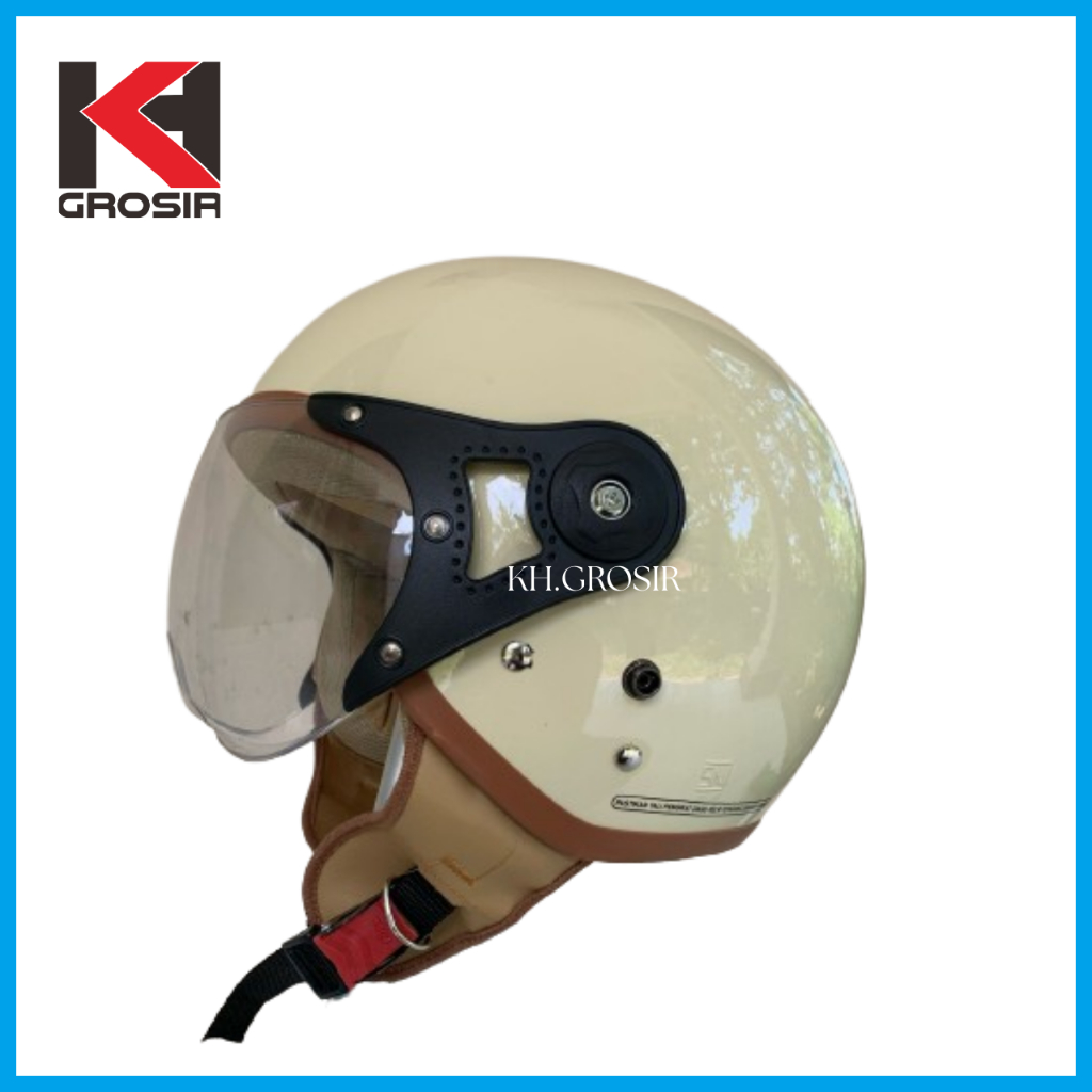 Helm Hijab Dewasa list Coklat Set Kaca SNI