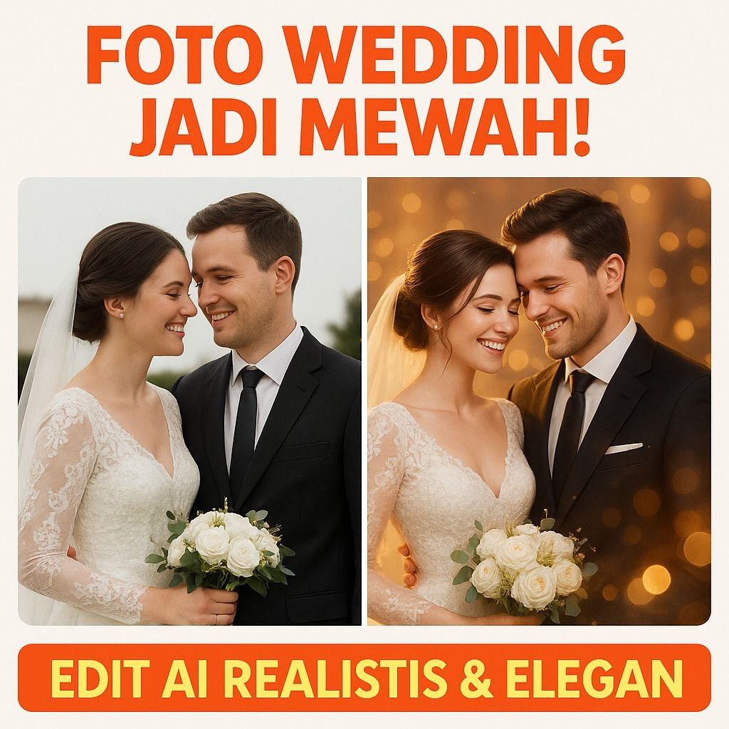 EDIT HAPUS  BACKGROUND FOTO WEDDING NIKAH MEWAH REALISTIS ELEGAN AI MURAH CEPAT