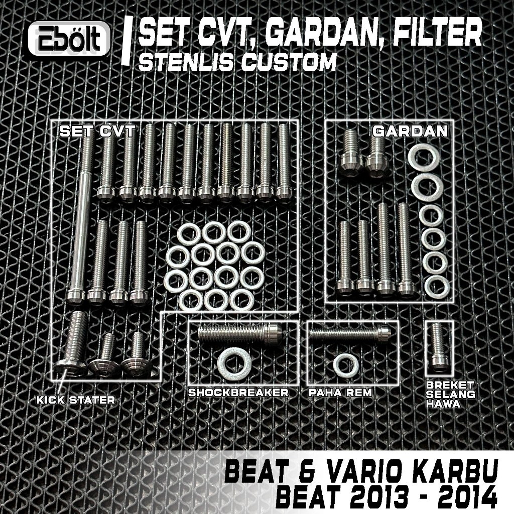BAUT SET CUSTOM CVT FILTER GARDAN BEAT VARIO KARBU BEAT 2013 2014 STENLIS CUSTOM CNC BUBUT