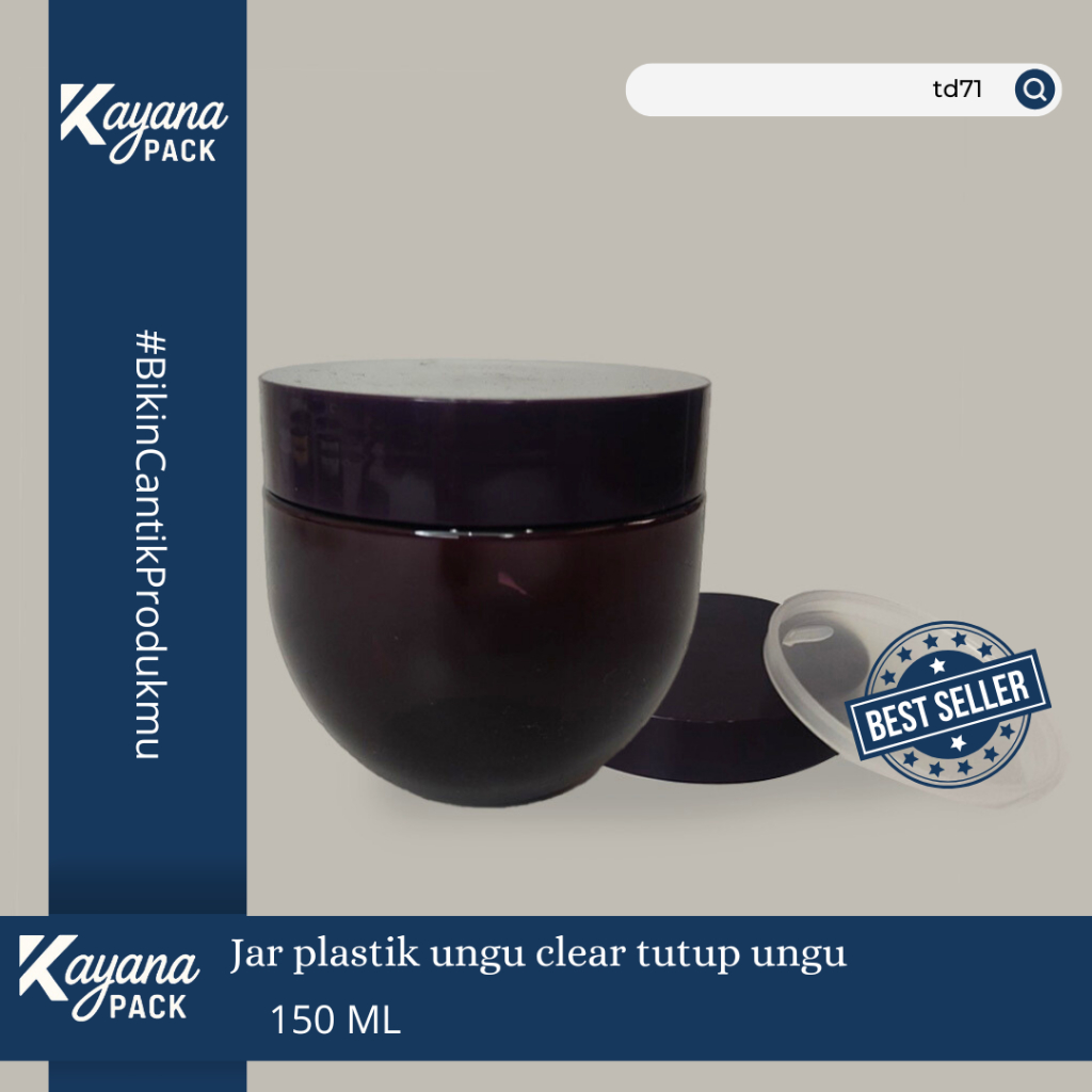 JAR PLASTIK POT UNGU CLEAR TUTUP UNGU 150 ML HANDLE DENGAN SENDOK ATAU TIDAK/ JAR SCRUB / JAR LULUR 