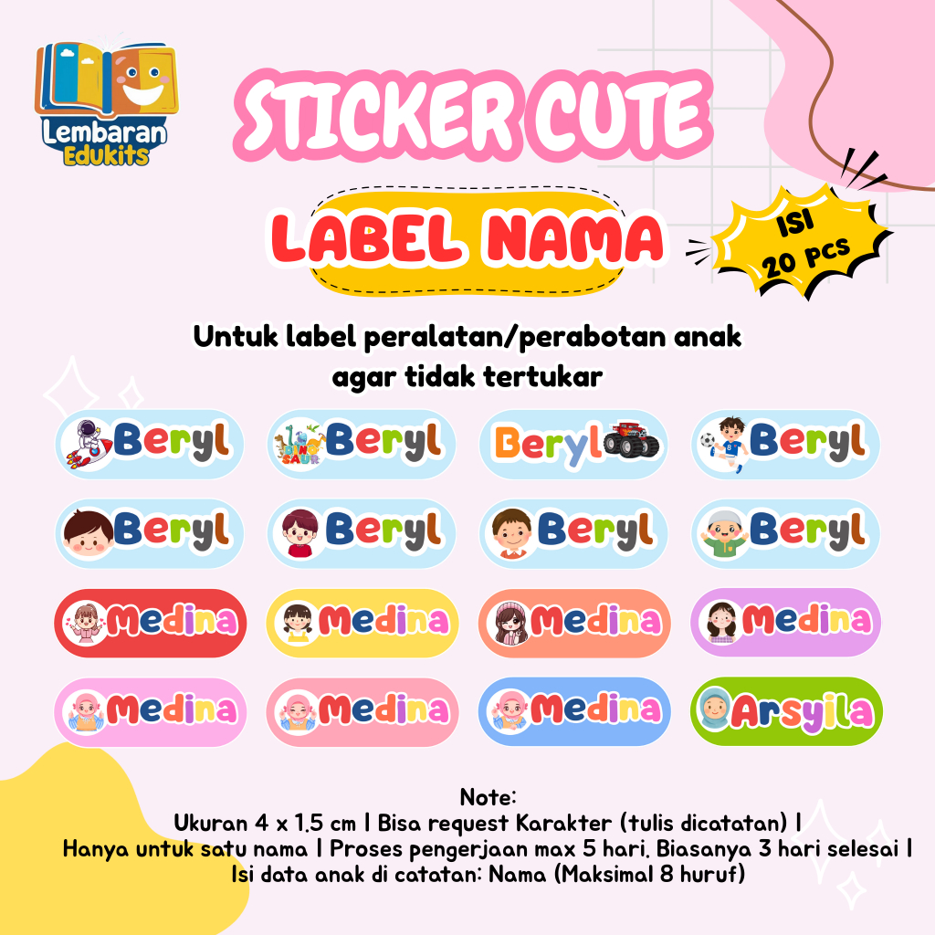 

STICKER LABEL NAMA ANAK BISA CUSTOM KARAKTER
