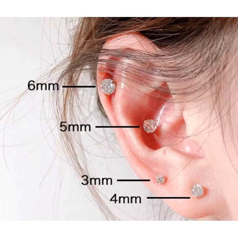 Anting Titanium Giwang Permata Zircon Anti Karat Tidak Alergi Bisa Anak & Dewasa 1pasang