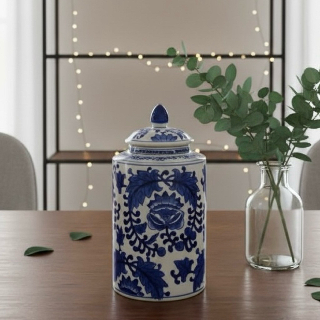 toples keramik biru putih