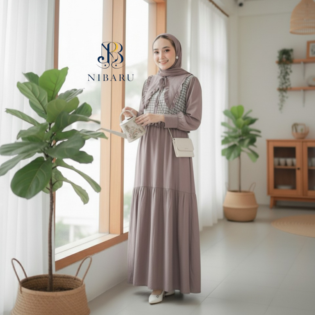 NIBARU - Aulia Midi Dress Bahan Katun Yoris