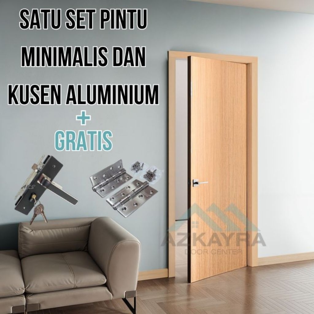 Pintu Minimalis HMR Set Kusen Aluminium | Satu Set Pintu Swing Tinggal Pasang | Pintu Minimalis | Pi