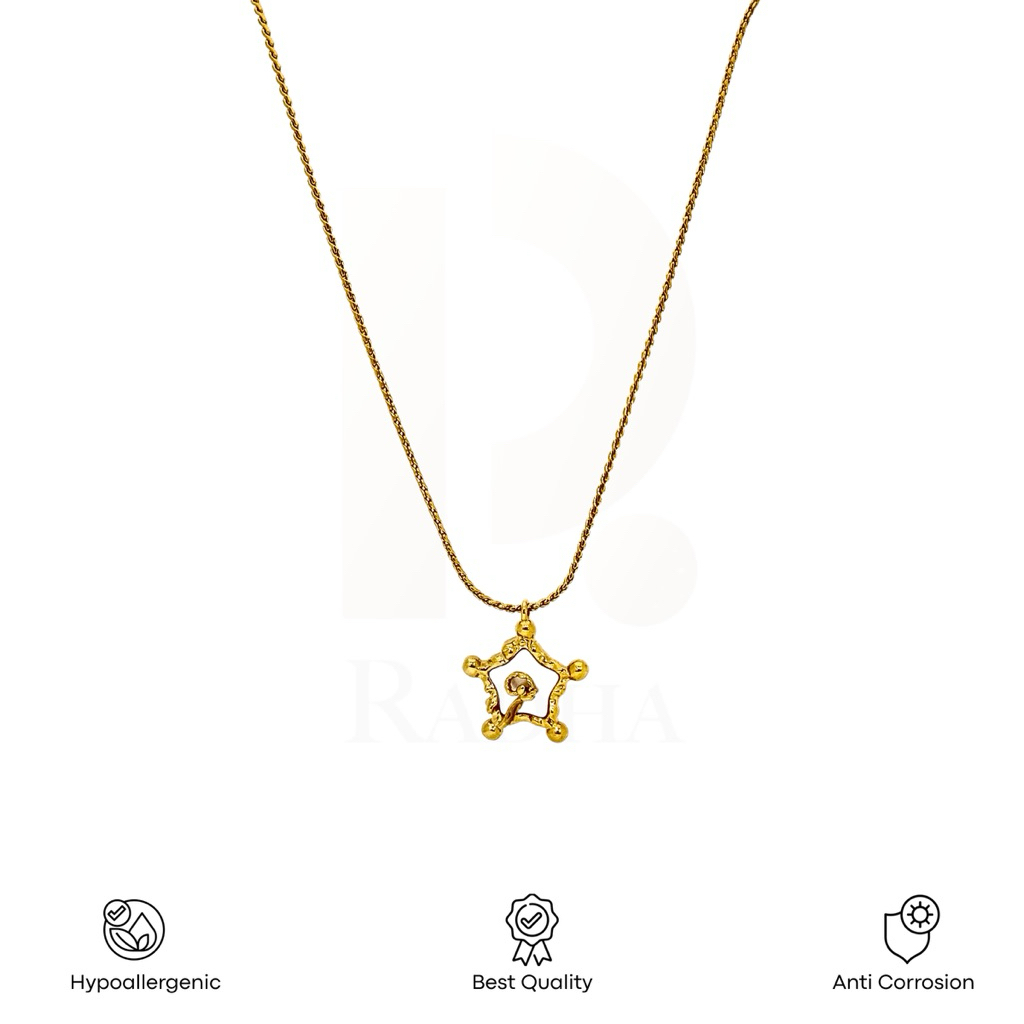 Radhatelier - Perhiasan Kalung Titanium Anti Karat Kalung Wanita Liontin Strip dan Liontin Bintang G