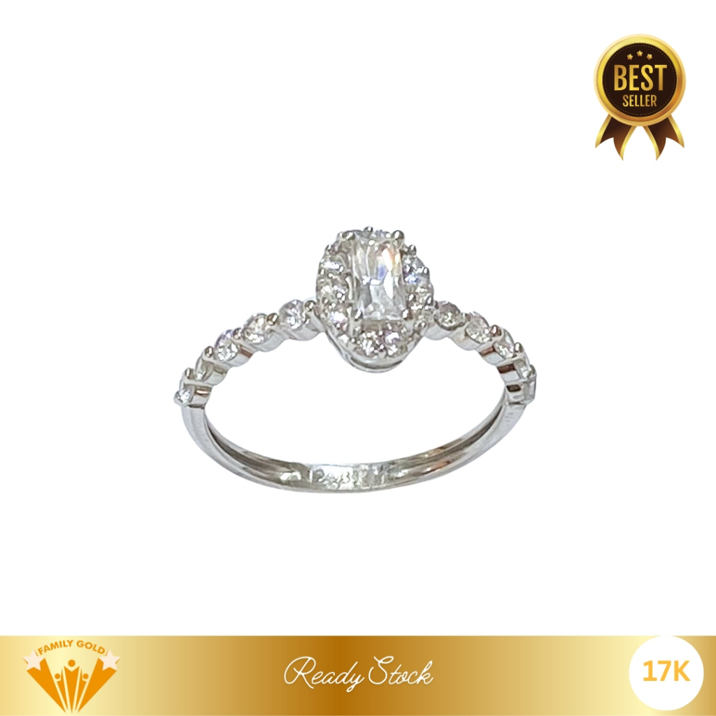 Cincin Emas White Gold Kadar 17K Model List Oval Cuse Family Gold
