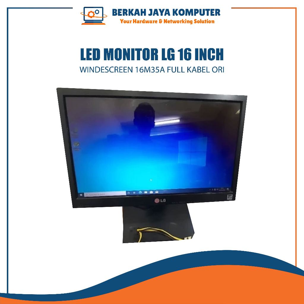 monitor LED komputer LG 16 inch widescreen 16M35A full kabel ori