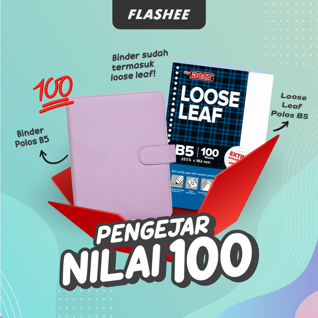 

Flashee Paket Binder B5 26 Ring Sudah Termasuk Loose Leaf 100 Lembar Paket Agenda Pengejar Nilai 100