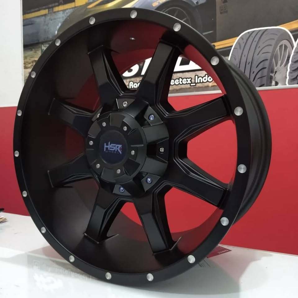 velg mobil pajero ring 17 type HSR RENGIT ring 17 model offroad lubang 6 warna hitam