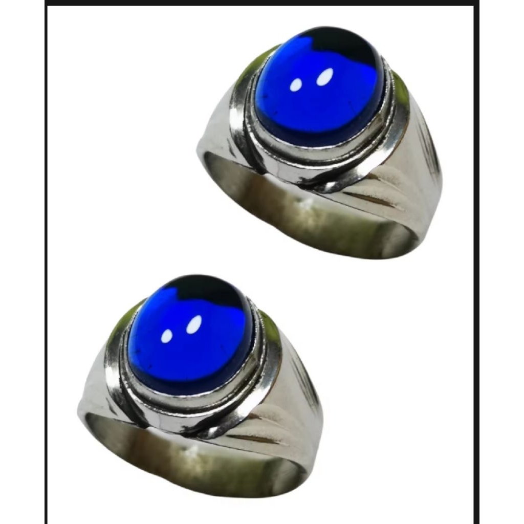 cincin batu blue king safire minimalis ring monel
