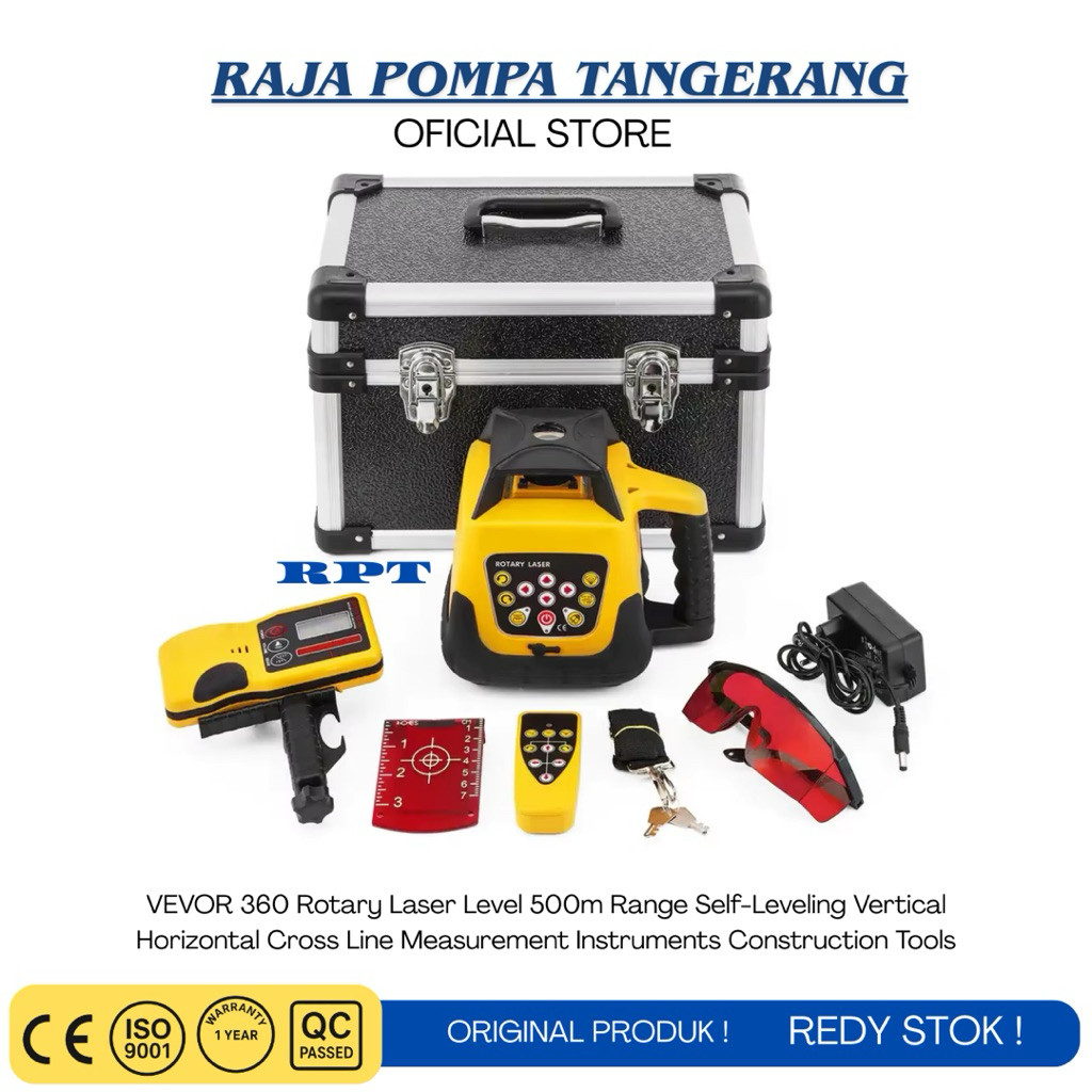 

VEVOR 360 Rotary Laser Level 500m Range Self-Leveling Vertical Horizontal Cross Line Measurement Instruments Construction Tools
