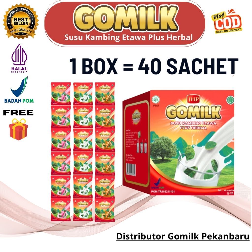 

(Original) GOMILK Susu Etawa Plus Herbal 1000 gr, susu bubuk, kemasan sachet isi 40 sachet