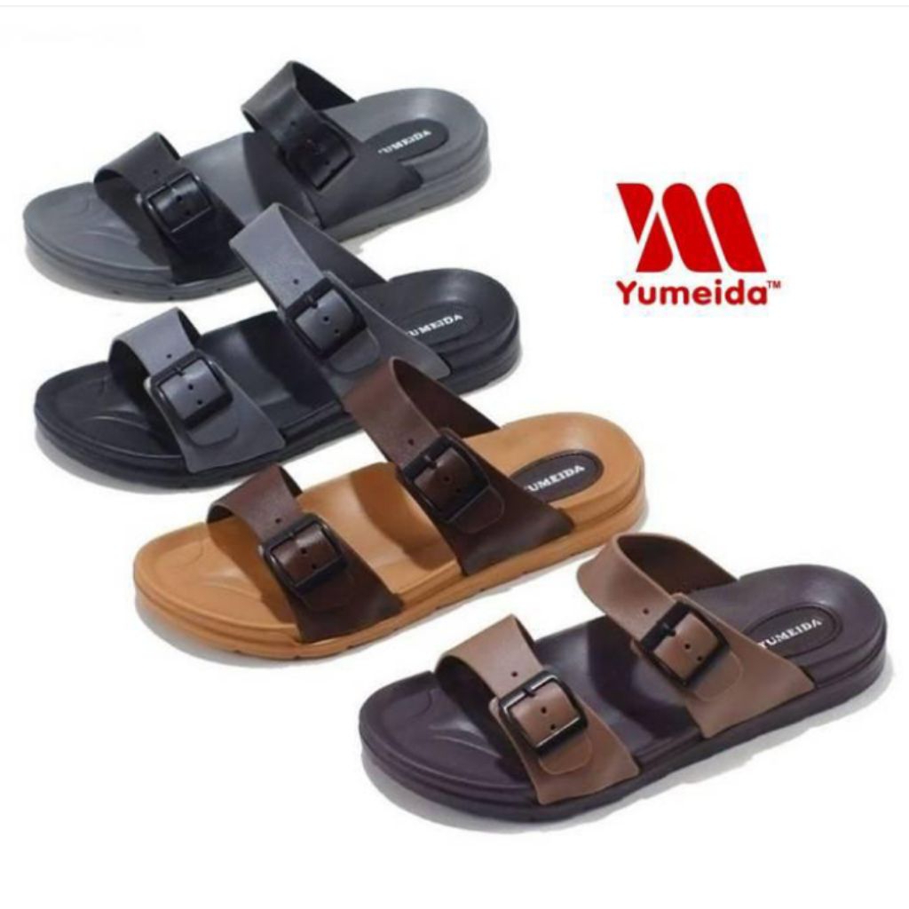 sandal pria yumeida model selop ban2 bahan karet
