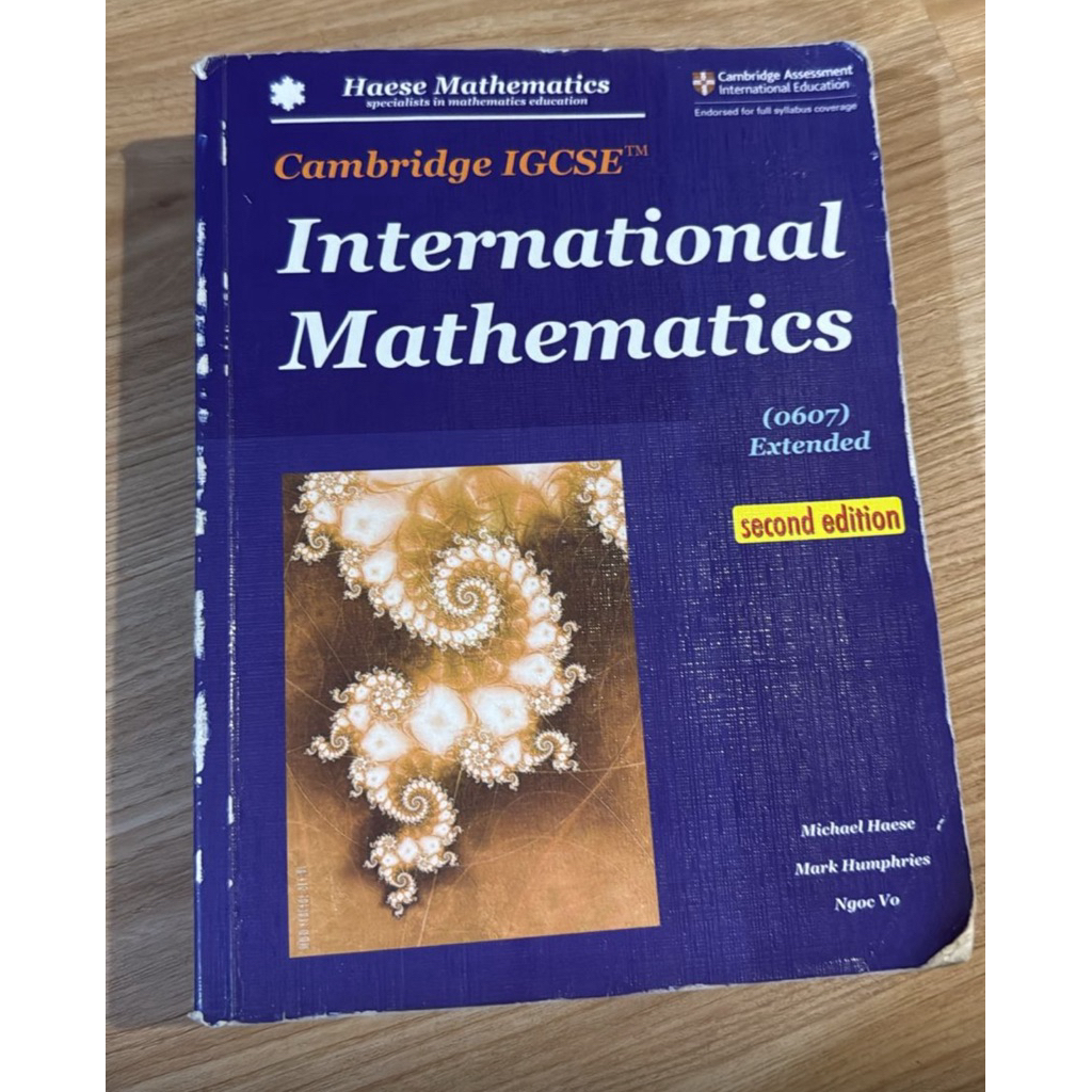Cambridge IGCSE International Mathematics (0607) Extended, Second Edition – Haese Mathematics.