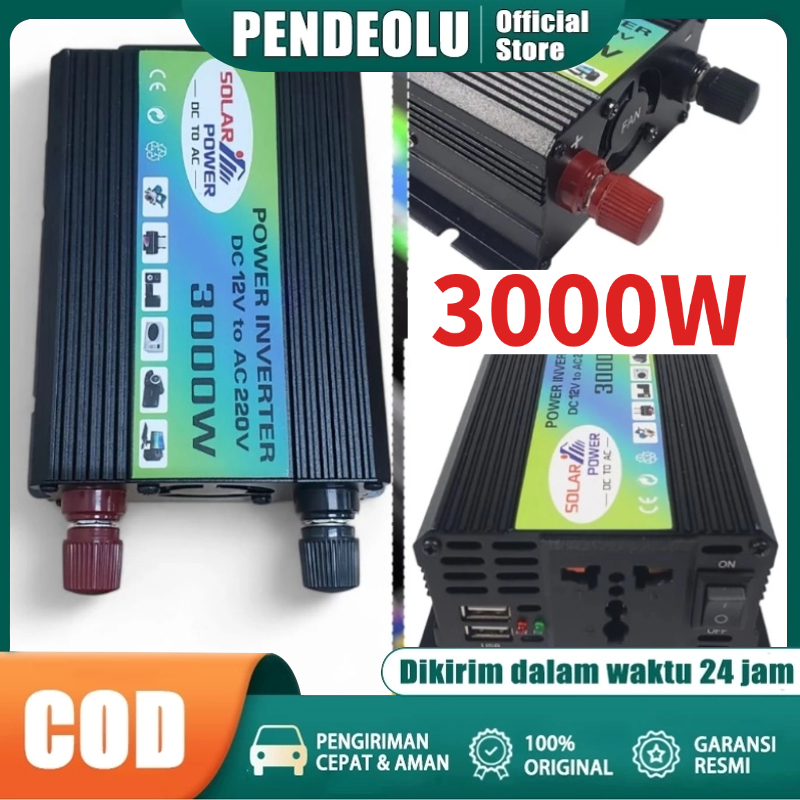 Car Power Inverter Mobil Modified Sine Wave Dual USB Charger 4.2A DC 12V to AC 110V / 220V 3000W wit