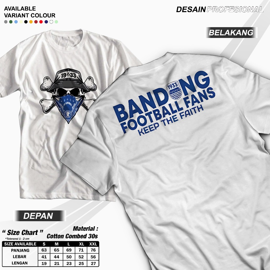 Tshirt - Kaos Bandung Football Fans 1933 Hitam Putih Unisex