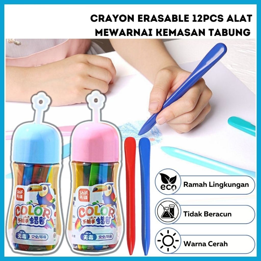 

Krayon Crayon Bisa Dihapus Peralatan Menggambar Mewarnai Set 12Pcs Color Crayons Kemasan Tabung Bergambar Lucu / Alat Tulis Seni Lukis Perlengkapan Sekolah Edukasi Anak Bermain Belajar Hadiah Kado Ulang Tahun Goody Bag SD PAUD TK