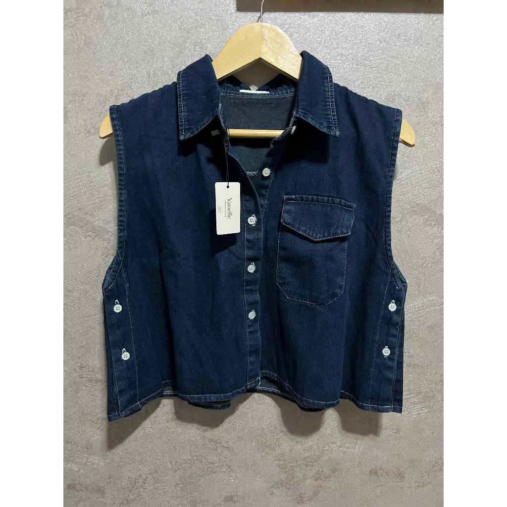 Yanelle-Vest Jeans | Rompi Jeans Tanpa Lengan Casual Wanita