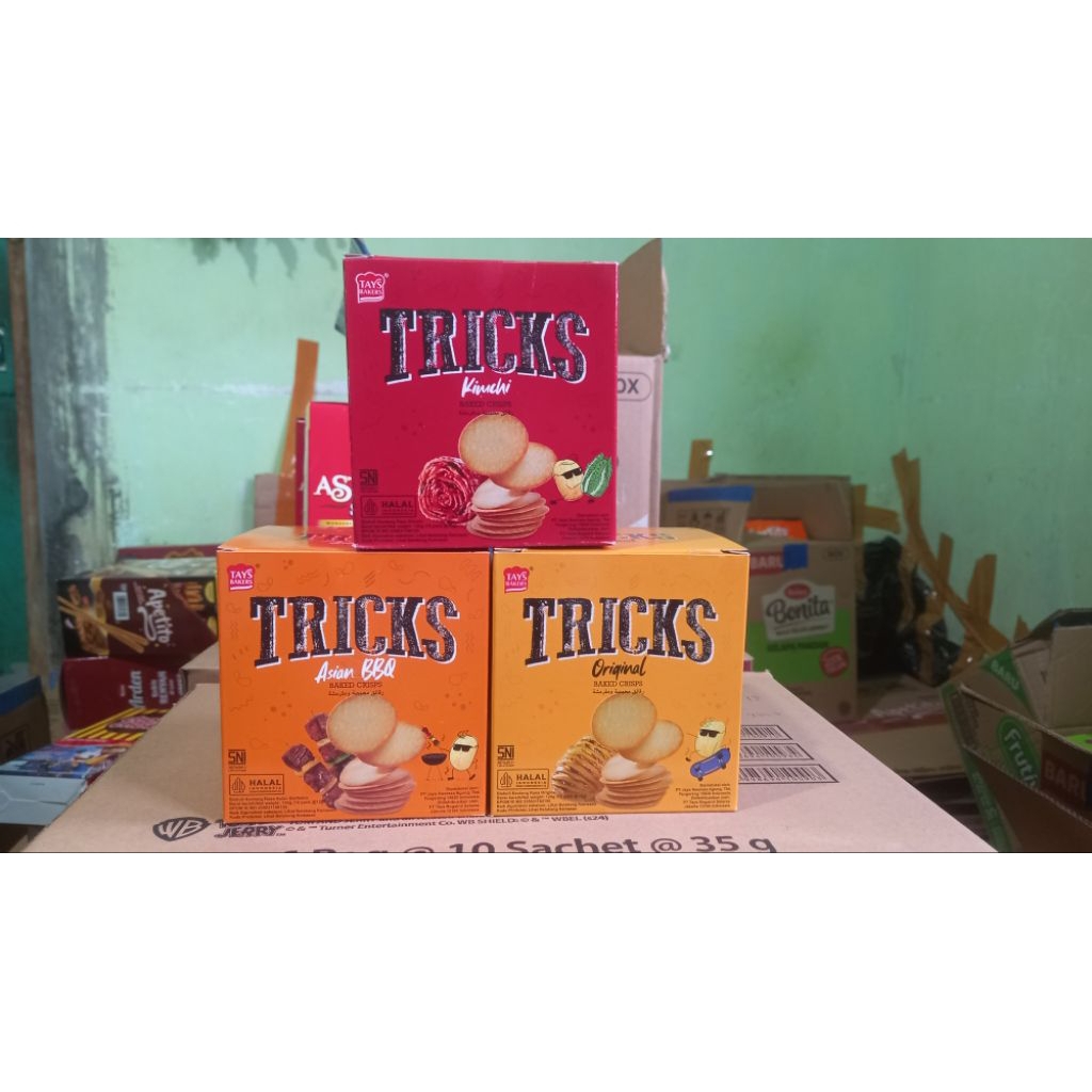 

Tricks baket crisps ( isi 10pcs @ 12gram )