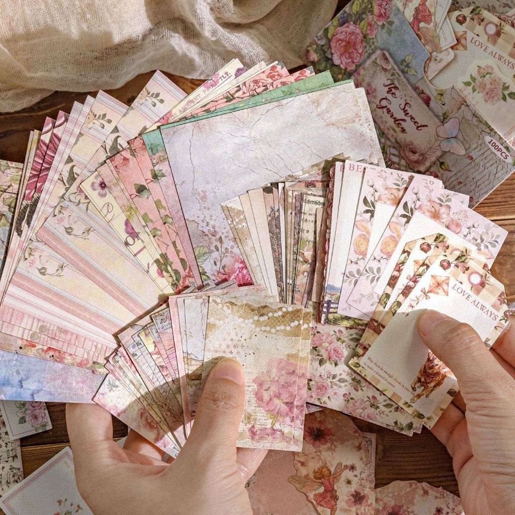 

100pcs retro vintage deco paper material jurnal diy