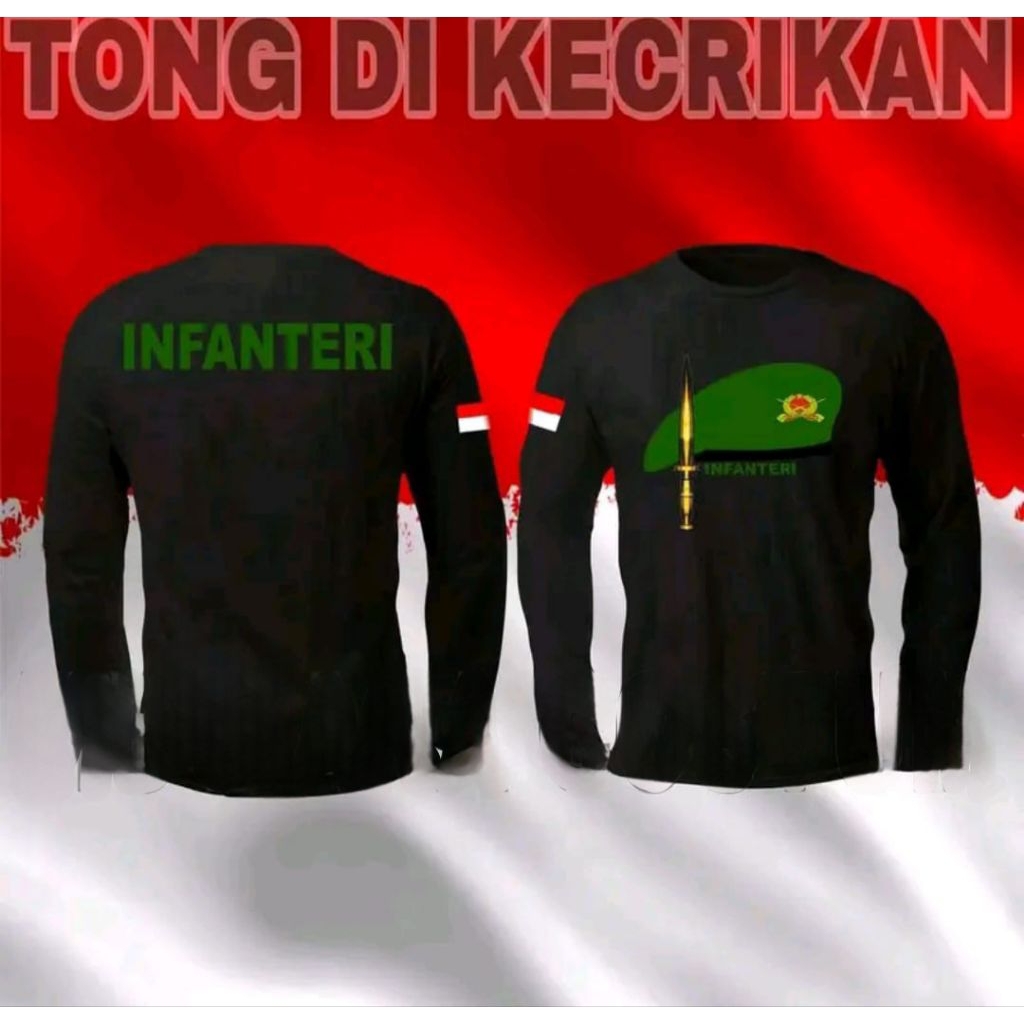 KAOS IFANTERI Lengan Panjang Hitam Baju TNI KOSTRAD
