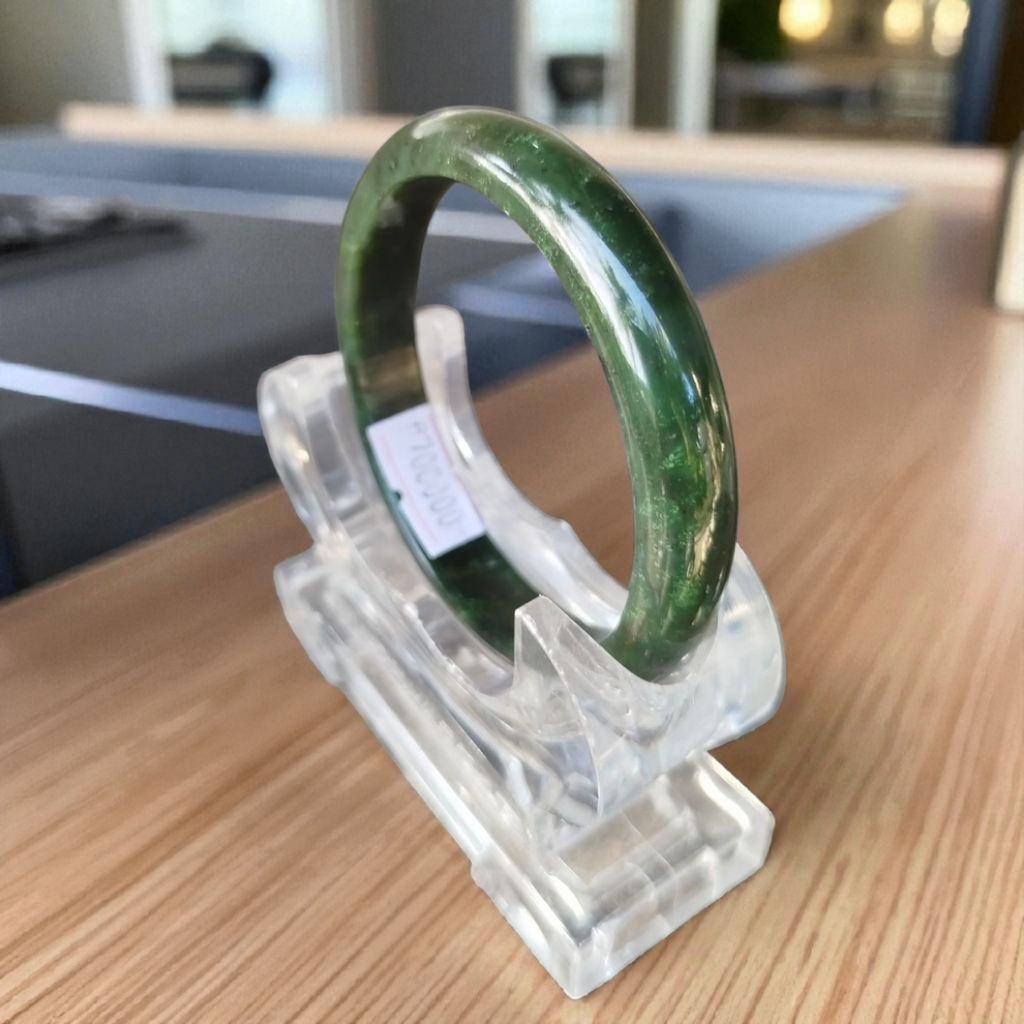 Natural gelang Bangle Batu Giok Hijau Nephrite Jade aceh 61 mm