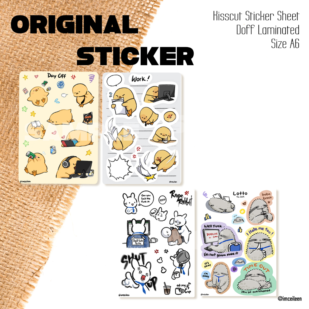 

Original Sticker | Working chick Sticker | Bebek stress