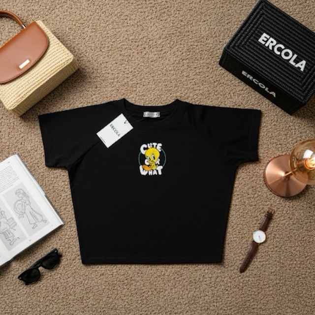 Ercola - Crop Top Wanita Kaos Wanita Tweety Bird