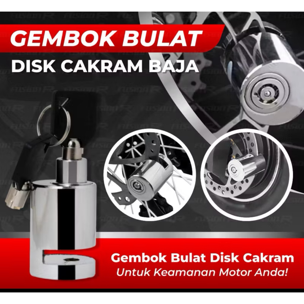KUNCI GEMBOK KROME CAKRAM MOTOR ANTI MALING BESI KUAT DAN TAHAN PENGAMAN SEPEDA MOTOR  DISC LOCK DIS