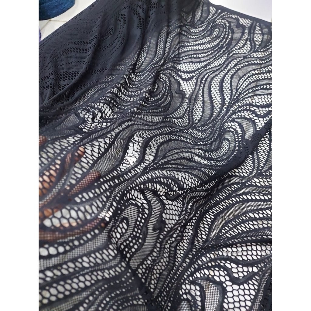 kain brokat premium  - kain brokat kebaya  - kain brokat luxury  - kain brokat stretch ( hitam ) A