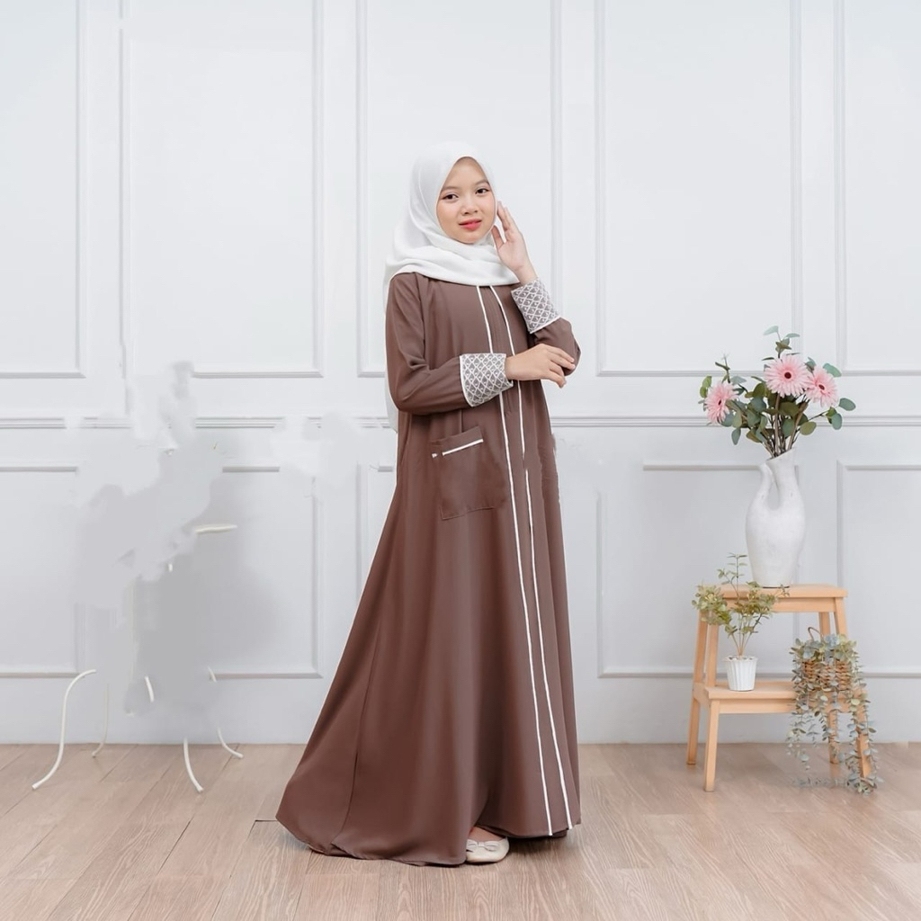 FREE ONGKIR SADA KIDS ABAYA ANAK REMAJA MUSLIM USIA TANGGUNG 8-15 TAHUN GAMIS LEBARAN ANAK CRINKLE