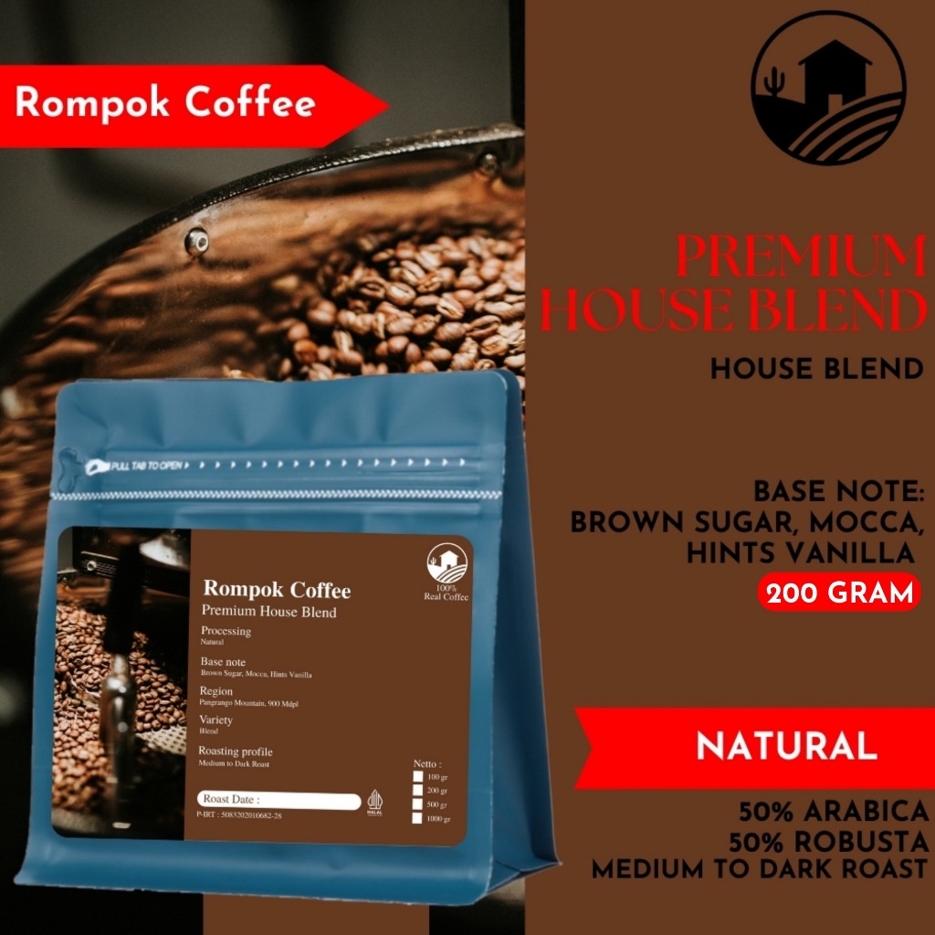 

Kopi House Blend Original Biji Kopi Asli 200 Gram Rompok Coffee Rostery Kopi House Blend Terenak