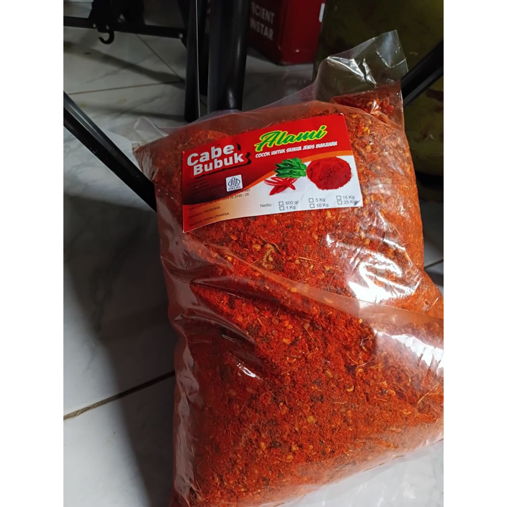 

1 kg cabe bubuk kasar daun jeruk kwalitas super pedas