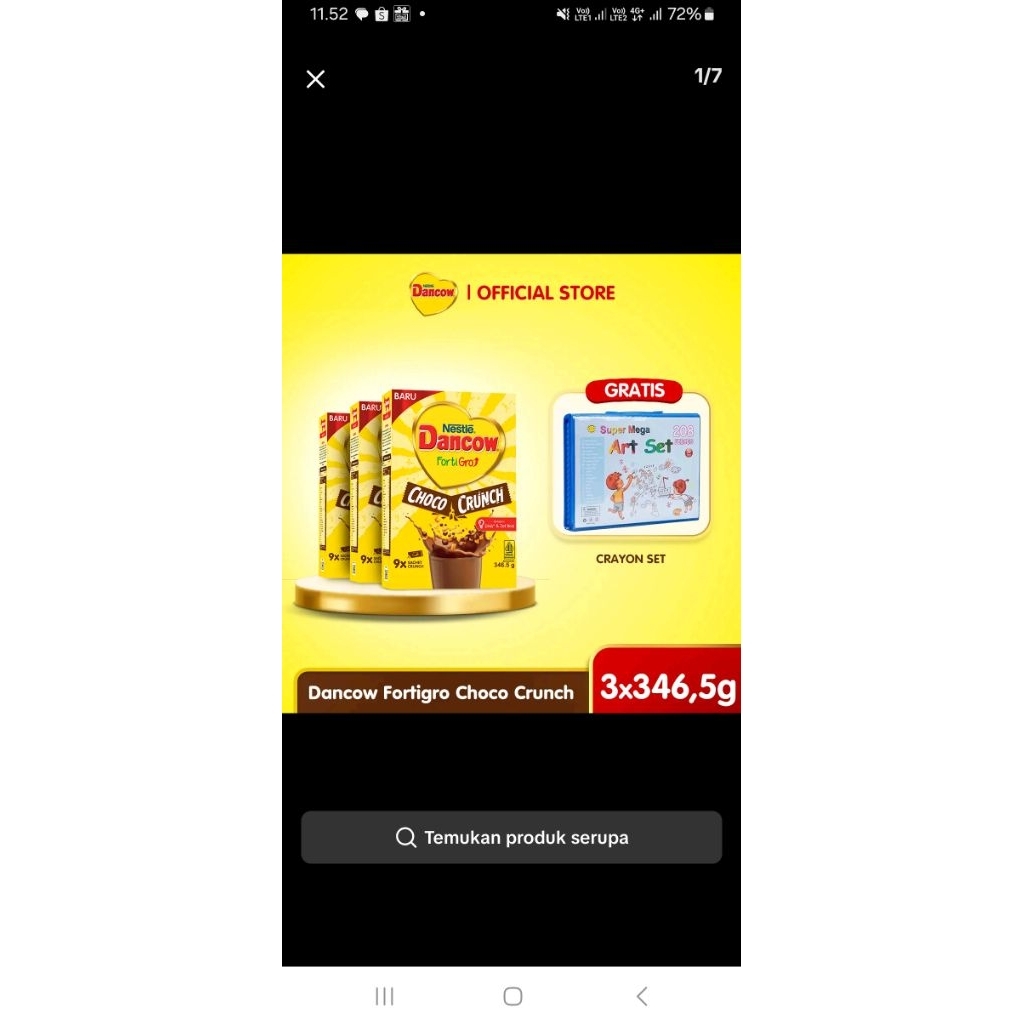 

3 dancow fotigo crunch free crayon set ..