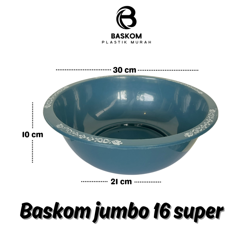 (12 PCS) BASKOM 16 SP SABLON/ BASKOM PLASTIK BESAR JUMBO/ BASKOM PLASTIK TEBAL / BASKOM SERBAGUNA / 