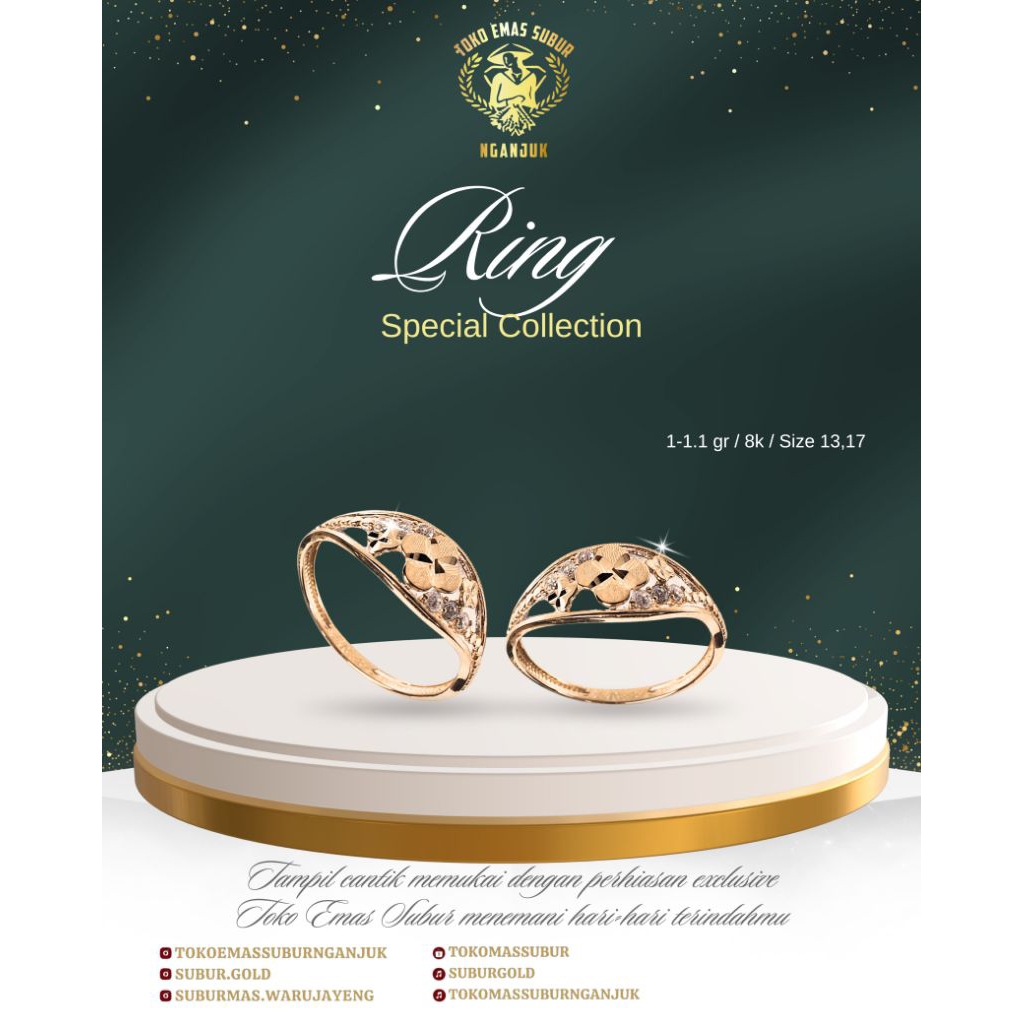 cincin emas model bunga 8k