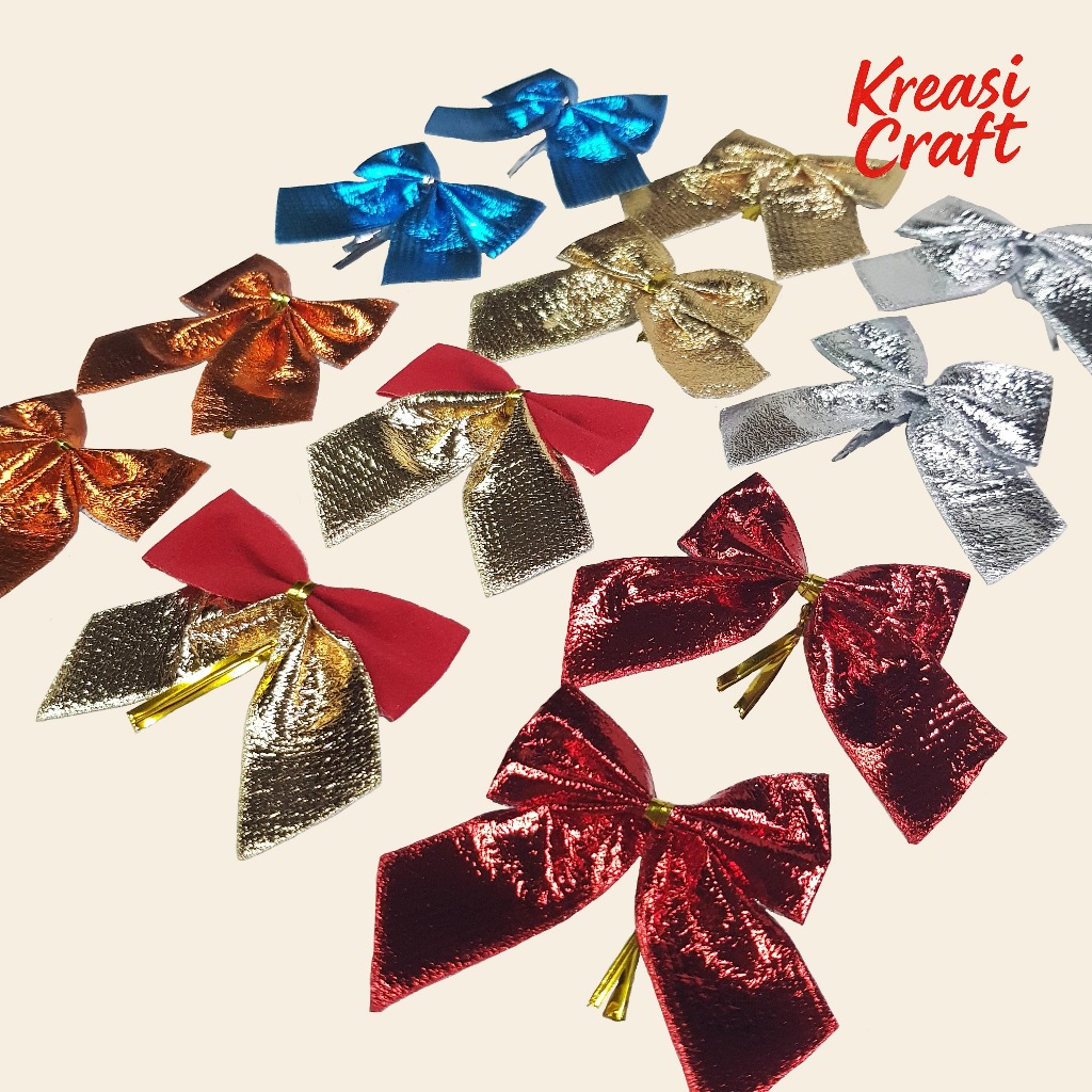 

[12 pcs] KreasiCraft Aksesoris Pita Natal 5 cm Hiasan Ornament Gantungan Pohon Christmas Kado Parsel