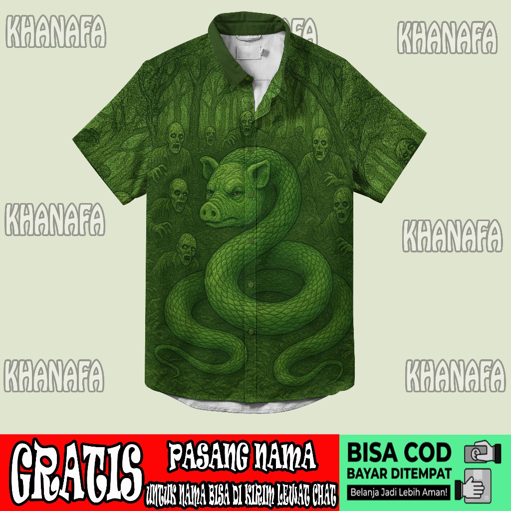 Kemeja Motif unik / kemeja custom ular muka b2