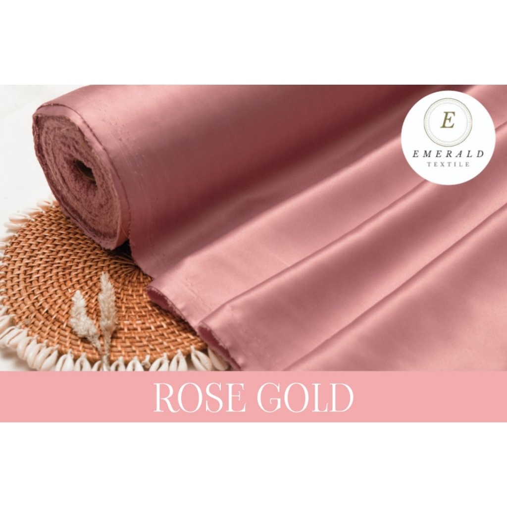 ( BUKAN HIJAB ) SETENGAH METER Kain Satin Velvet Super Premium - Rose Gold ( HARGA PER 50cm )