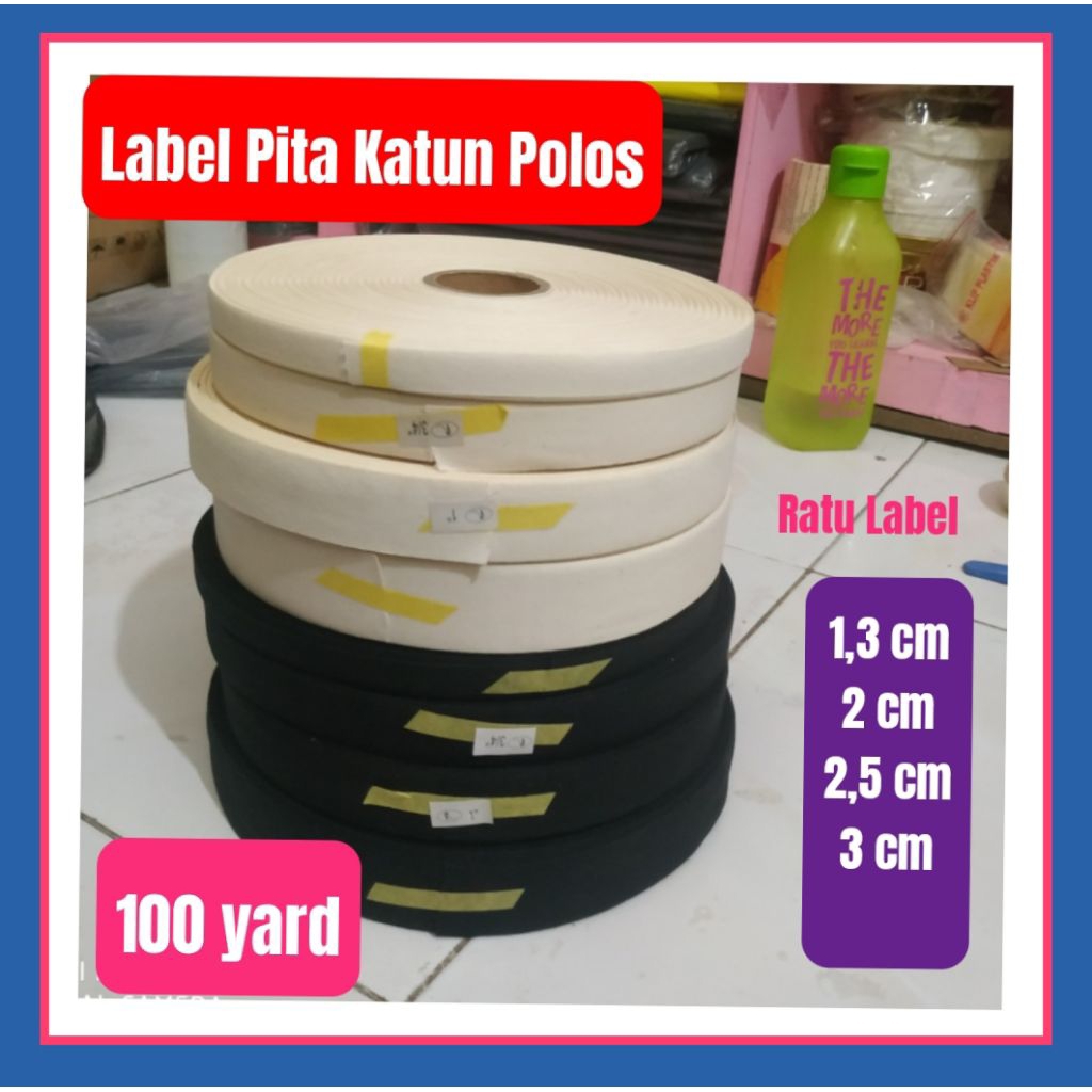 

Label Katun Polos Roll Pita Katun Hitam 100 yard