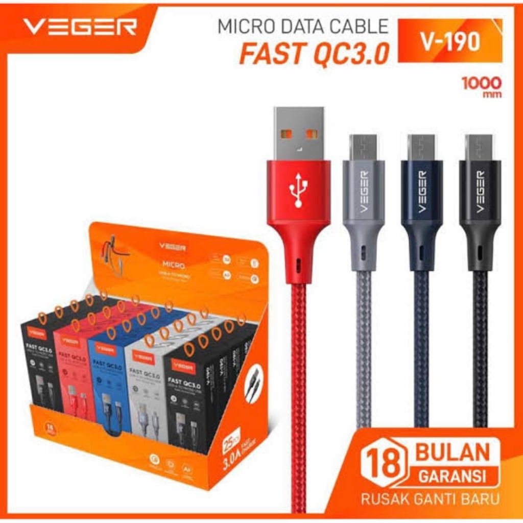 Kabel Charger Veger micro usb