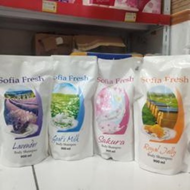 Sabun Cair Impor Malaysia 2000 Ml Bottle & Refill Sofia Fresh Goat's Milk, Aloe Vera, Lavender, Roya