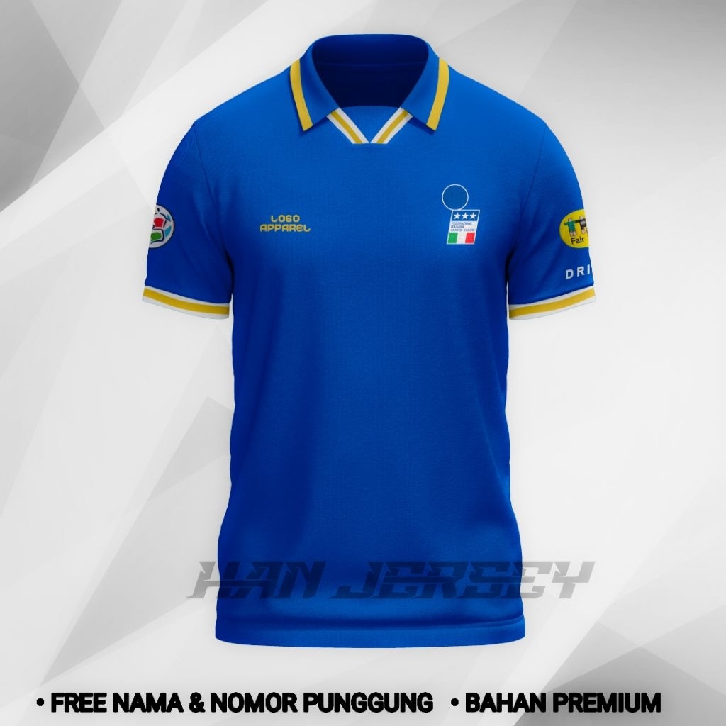 Jersey Bola Italia Euro Retro 1996 Printing