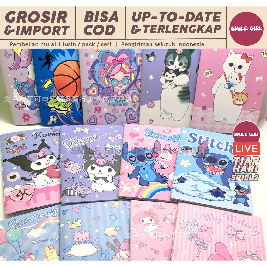 

SG | PUSAT GROSIR | 20-60 PCS - Buku Tulis Lucu-lucu Motif Melody Stitch Mofusand / ATK Sekolah Anak