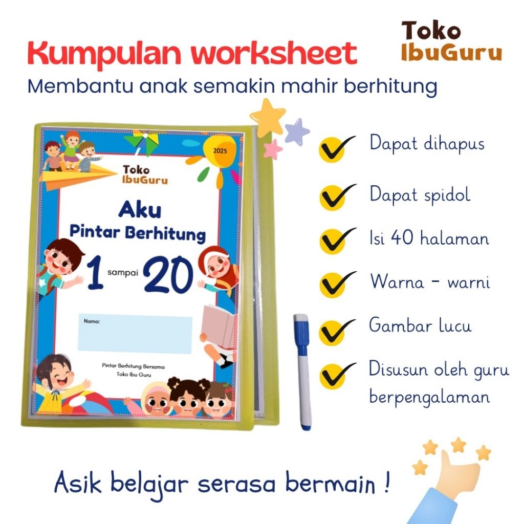 Worksheet Matematika Berhitung 1-20 TK - SD TokoIbuGuru